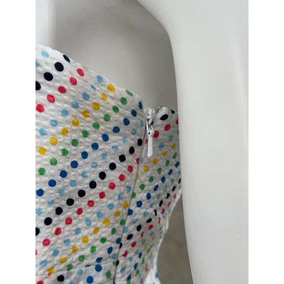 Lilly Pulitzer Dress Womens 2 White Rainbow Polka Dot Strapless Seersucker Beach - Picture 4 of 12